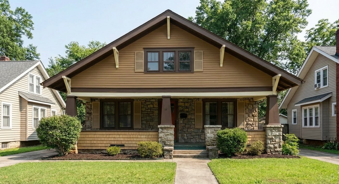 After: Craftsman / Bungalow home with new paint colors applied